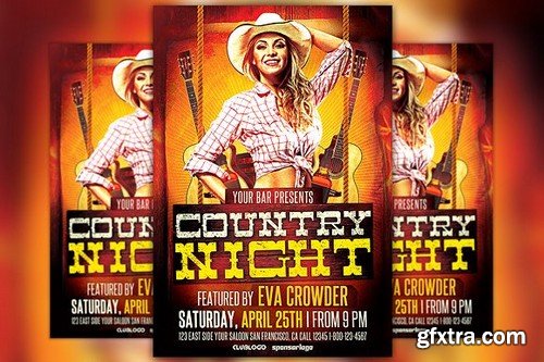 CM - Western Country Night Flyer Template 213048