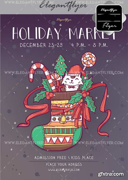 Holiday Market V2 2017 Flyer PSD Template + Facebook Cover