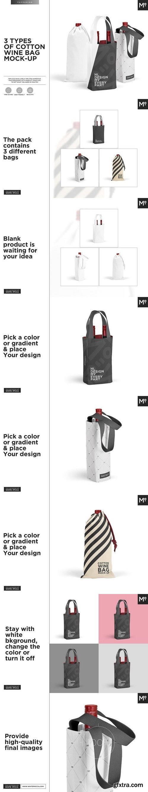 CM - Cotton Wine Bags 3 Types Mock-up 1419283