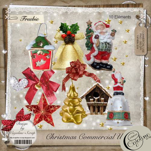 Cajoline Scraps - 4 Christmas Scrap Sets in 1, 27xPNG