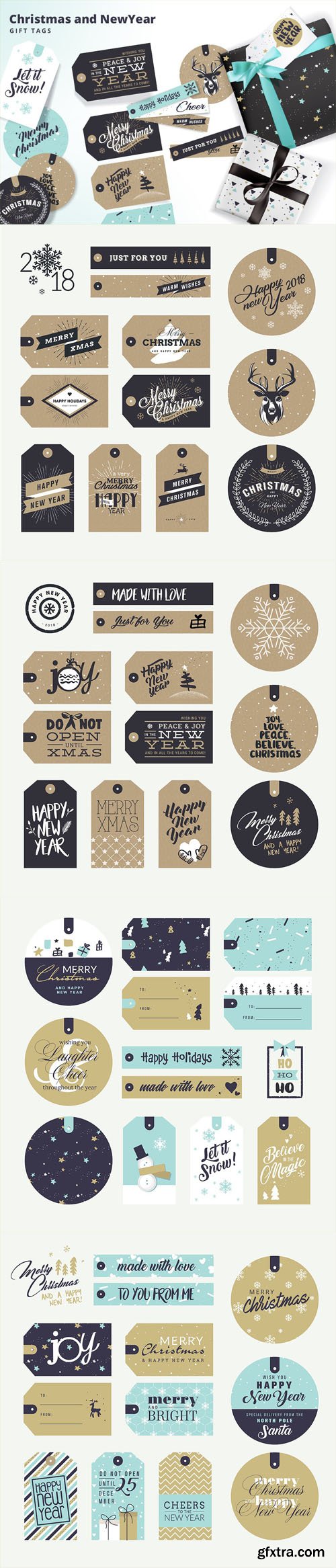 Set of Christmas and New Year’s Gift Tags