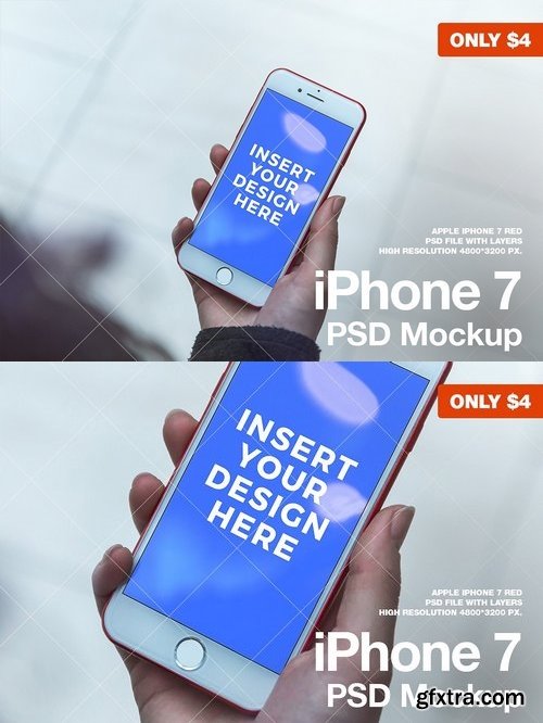 CM - iPhone 7 RED PSD Mockup 1419637