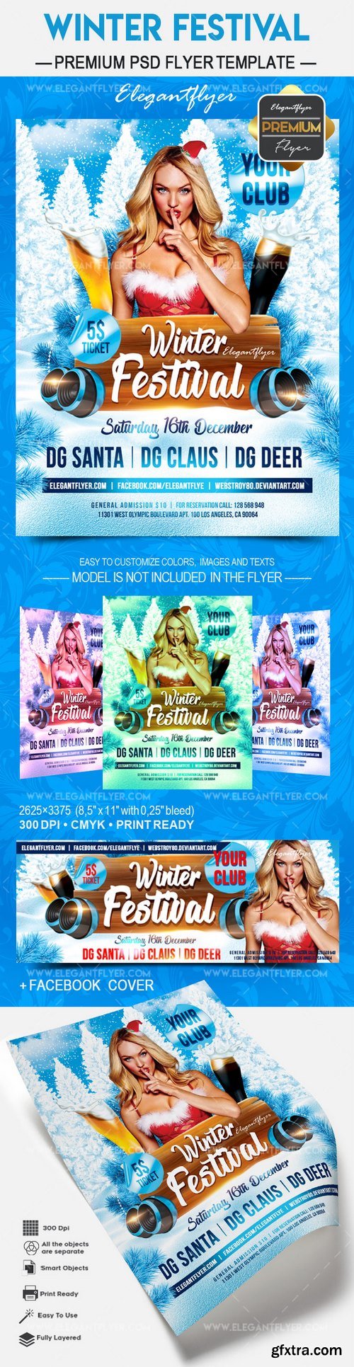 Winter Festival – Flyer PSD Template + Facebook Cover