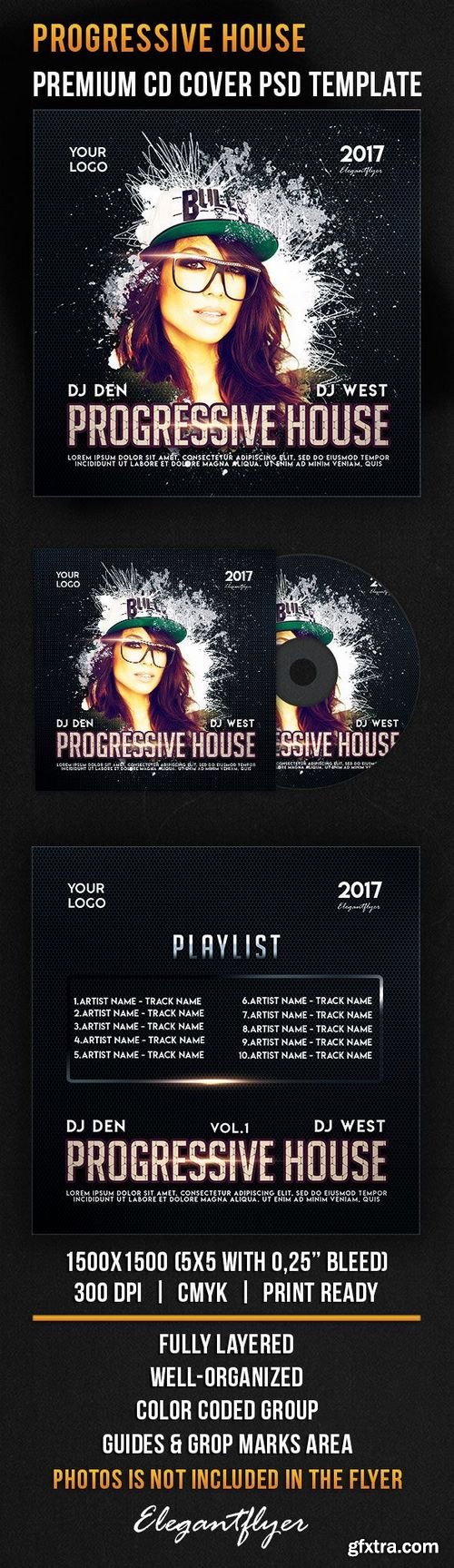 Progressive House – Premium CD Cover PSD Template