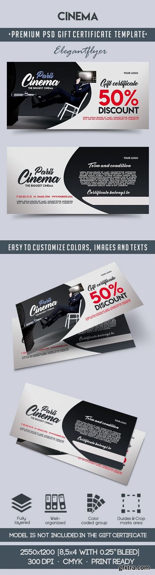 Cinema – Premium Gift Certificate PSD Template