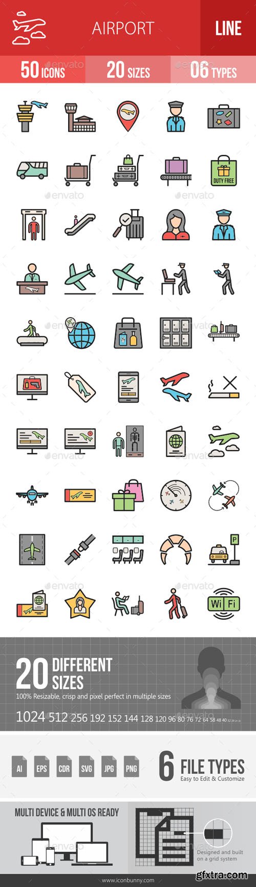 GR - Airport Filled Line Icons 19294674