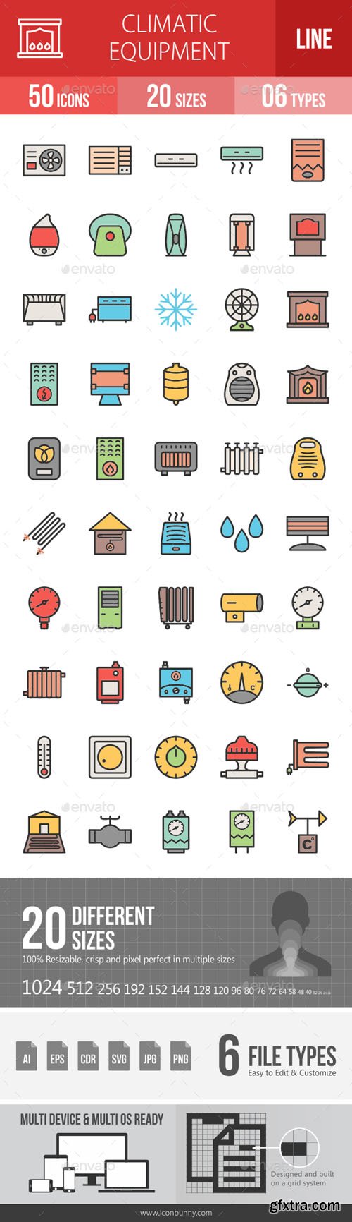 GR - Climatic Equipment Line Filled Icons 19267752