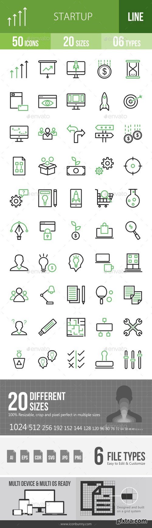 GR - Startup Line Green & Black Icons 16847634