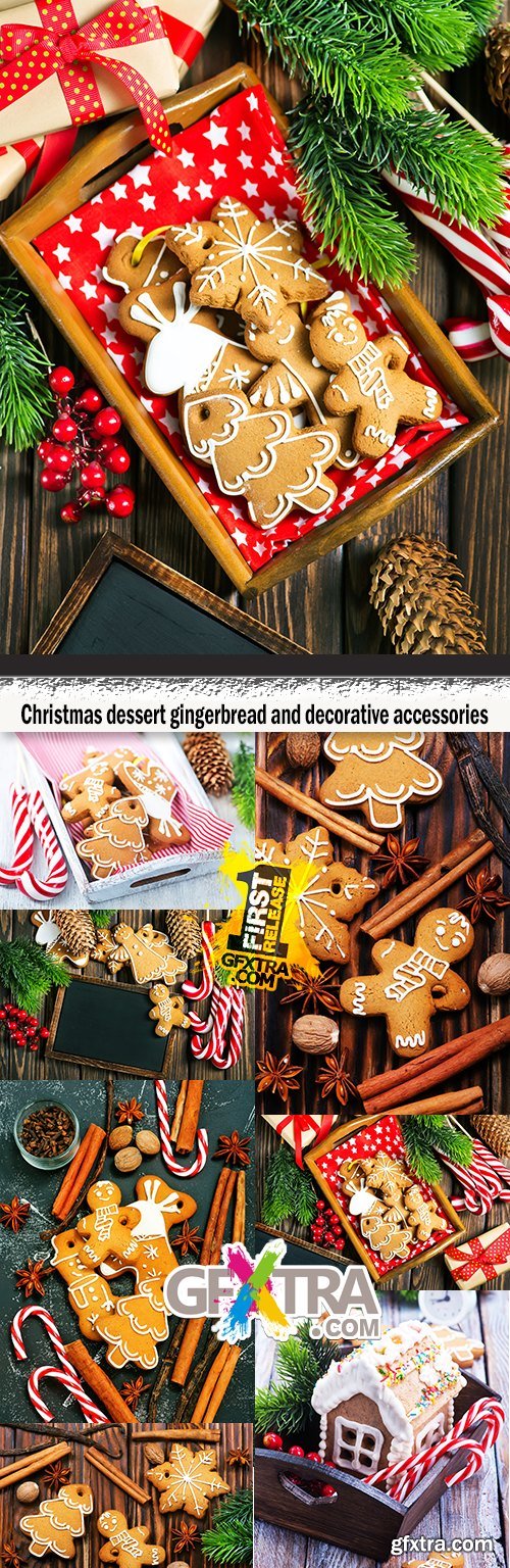 Christmas dessert gingerbread and decorative accessories