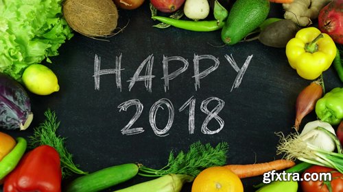 Happy 2018 fruit stop motion