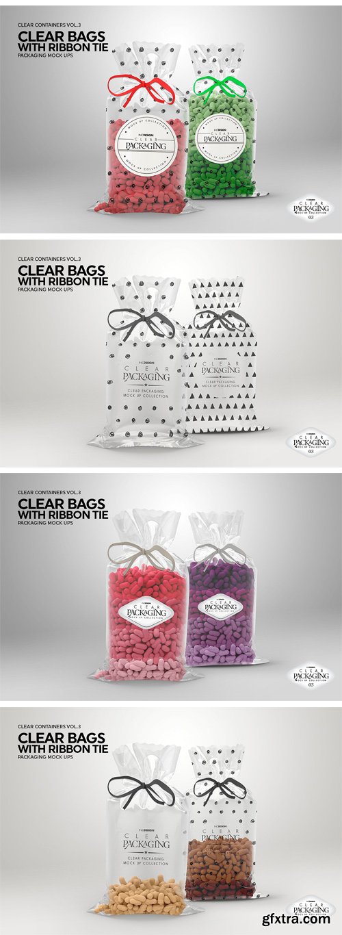 CM - Clear Candy Bags with Ribbon MockUp 2022759