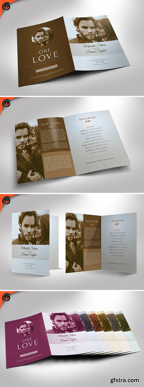 CM - Retro Wedding Program Template 2007554