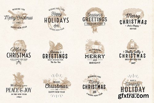 Vintage Christmas Logo Badges