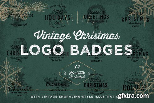 Vintage Christmas Logo Badges