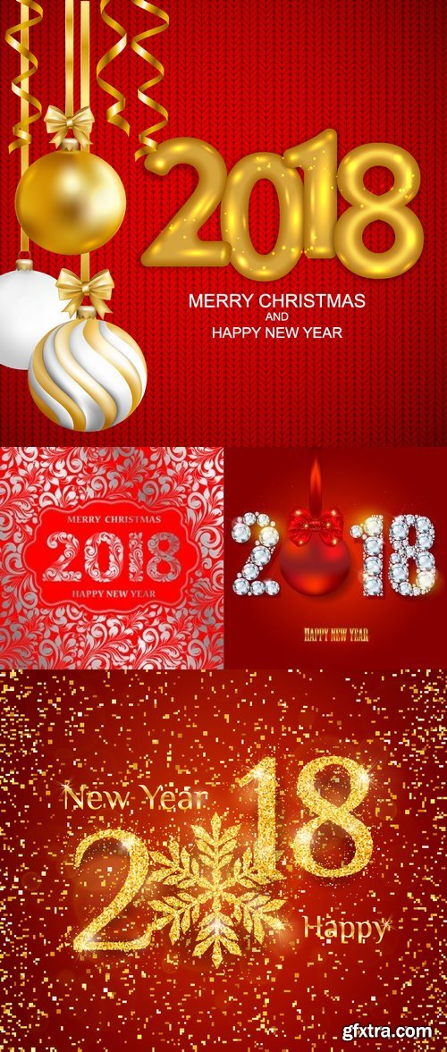 Vectors - Red 2018 Year Backgrounds 2