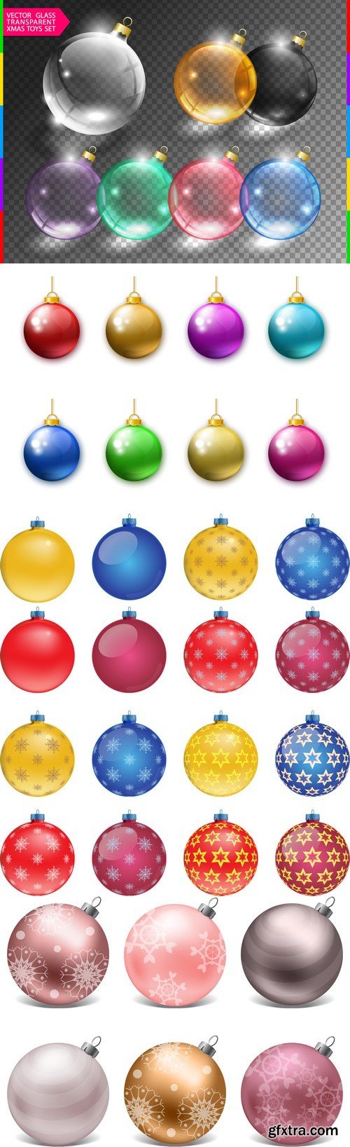 Vectors - Shiny Christmas Balls Set 5