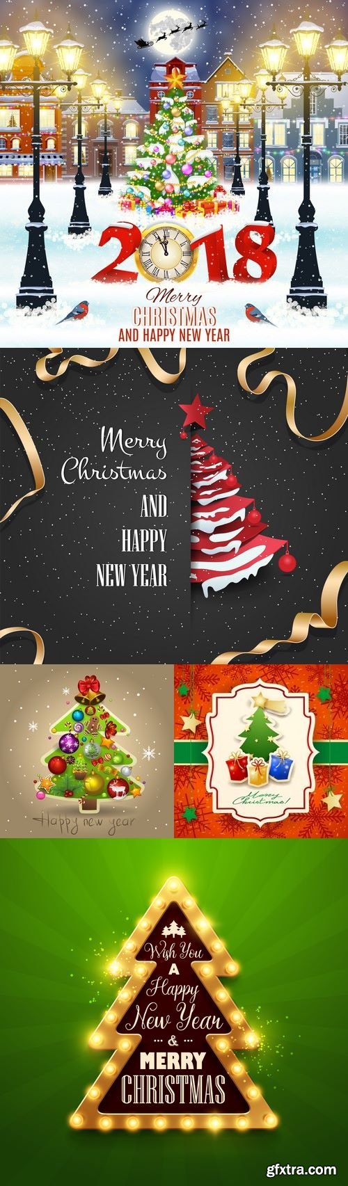 Vectors - Backgrounds with Christmas Trees 5