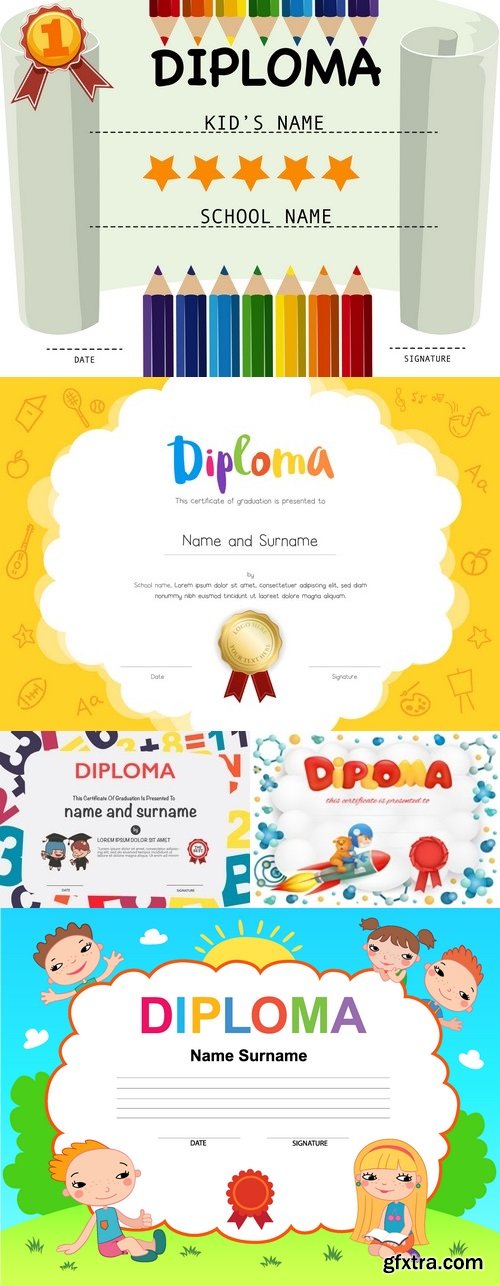 Vectors - Certificate Templates with Kids 9