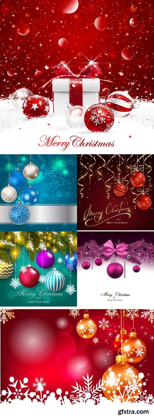 Vectors - Christmas Balls Backgrounds Set 11