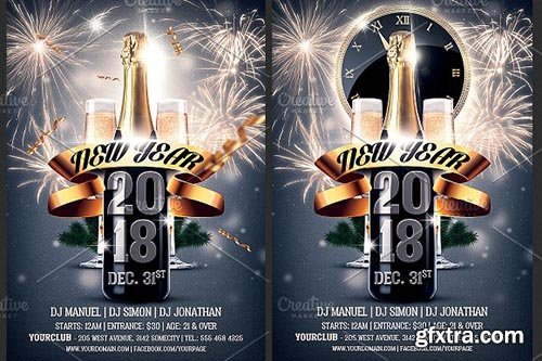 CreativeMarket - New Year Party Flyer Template 2083841