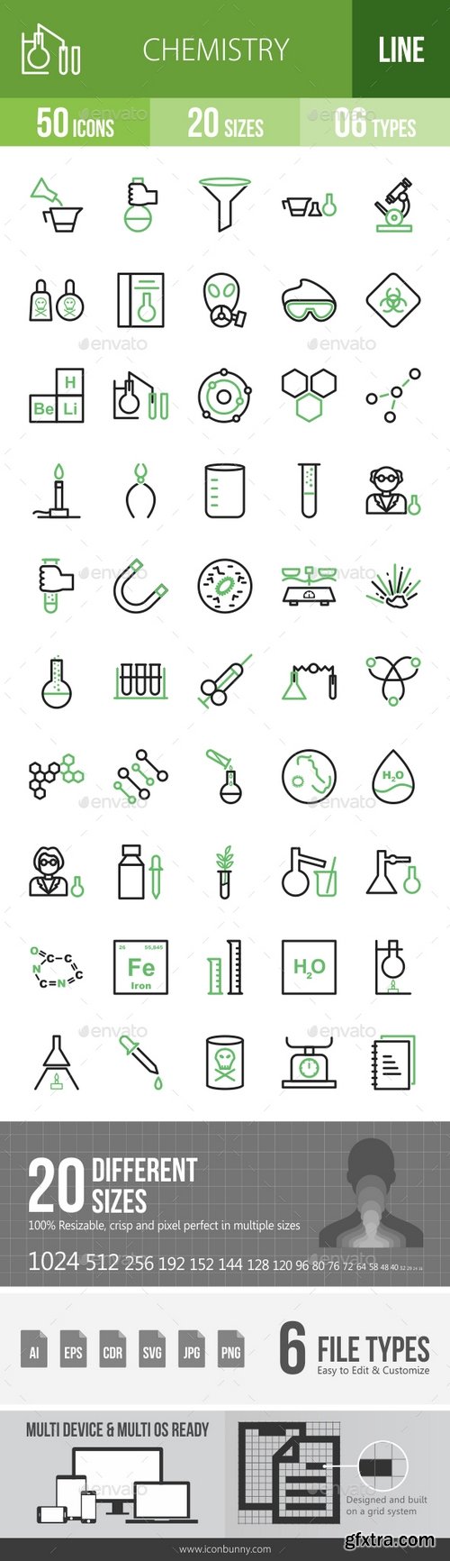 Graphicriver - Chemistry Line Green & Black Icons 17985415