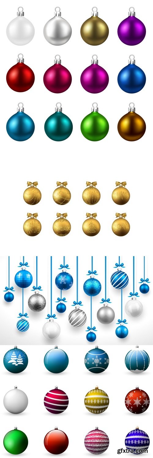 Vectors - Shiny Christmas Balls Set 6