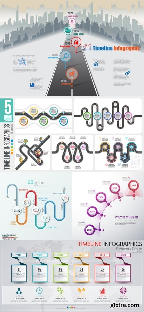 Vectors - Timeline Infographics 46