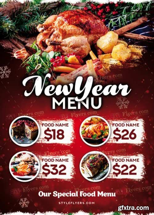 New Year Menu V26 2018 PSD Flyer Template