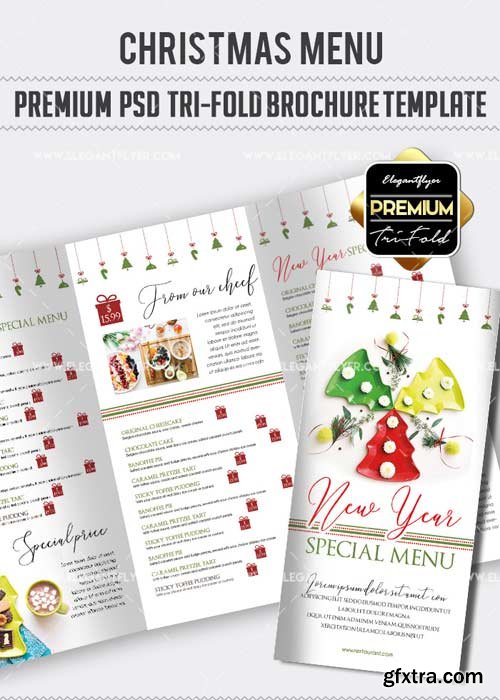 Christmas Menu V27 Premium Tri-Fold PSD Brochure Template