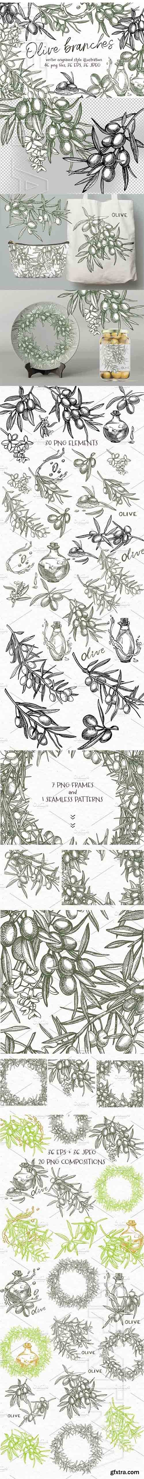 CreativeMarket - Olive branches vector illustration 2078411