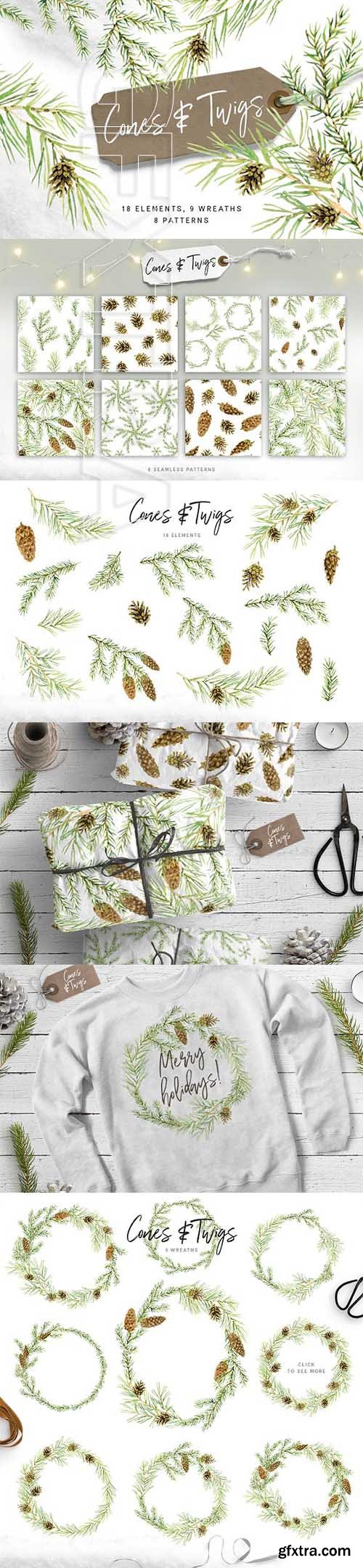 CreativeMarket - Cones & Twigs 2079612