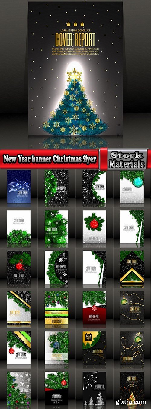 New Year banner Christmas flyer cover invitation card 25 EPS