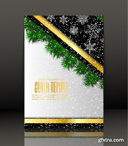 New Year banner Christmas flyer cover invitation card 25 EPS