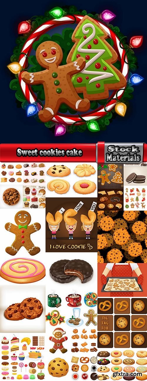 Sweet cookies cake christmas new year 25 EPS