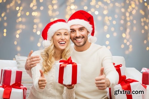 Loving couple in a Christmas costume New Year family holiday 25 HQ Jpeg