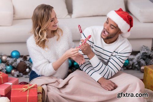 Loving couple in a Christmas costume New Year family holiday 25 HQ Jpeg