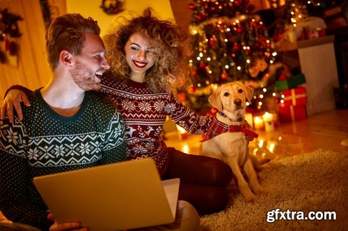 Loving couple in a Christmas costume New Year family holiday 25 HQ Jpeg