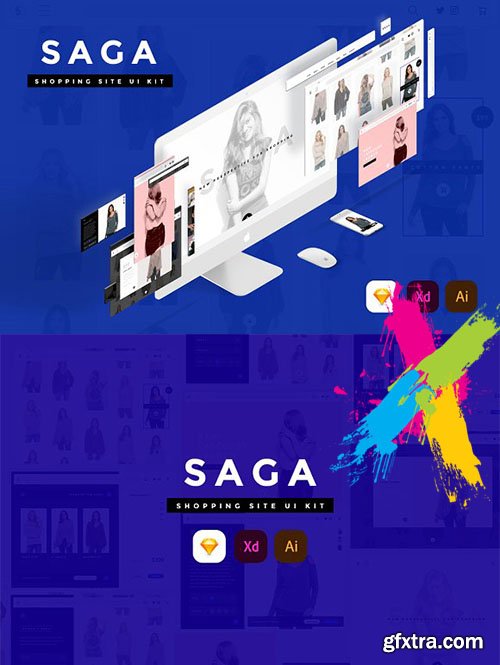 CreativeMarket - SAGA Creative Shopping site UI Kit 2083696