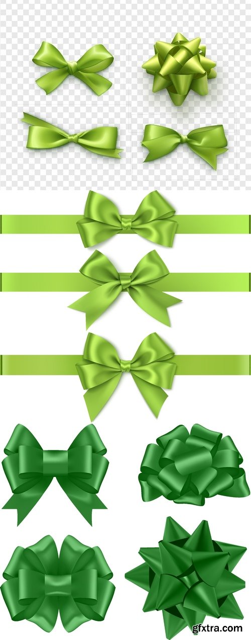 Vectors - Realistic Green Bows Set