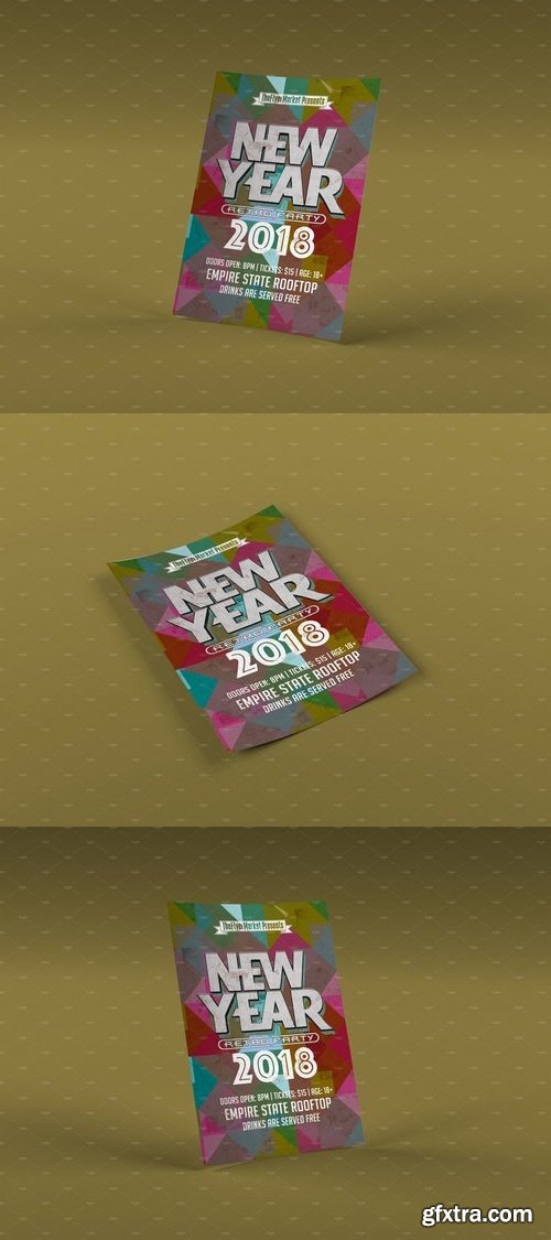 CM - 2018 Retro New Year Flyer Template 1964911