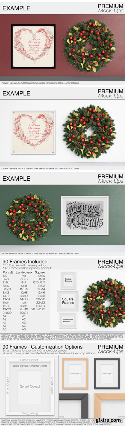 CM - Christmas Wall and Frames Mockup Set 2054922