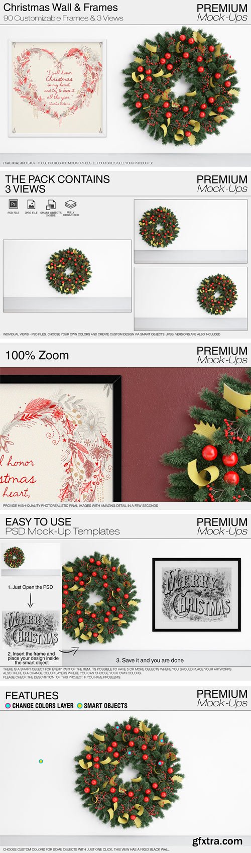 CM - Christmas Wall and Frames Mockup Set 2054922