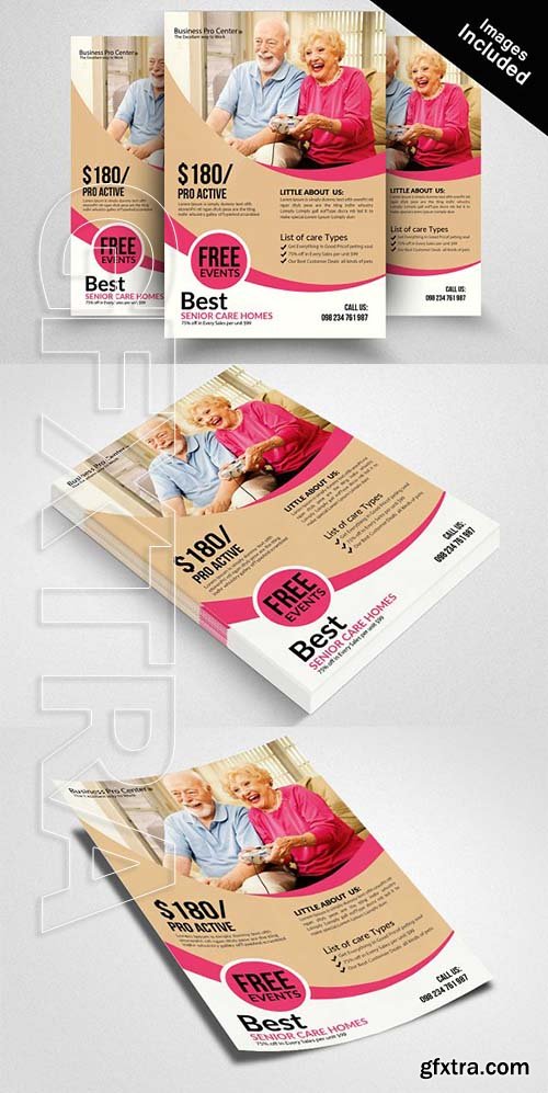 CreativeMarket - Old Home Senior Care Flyers 2098492