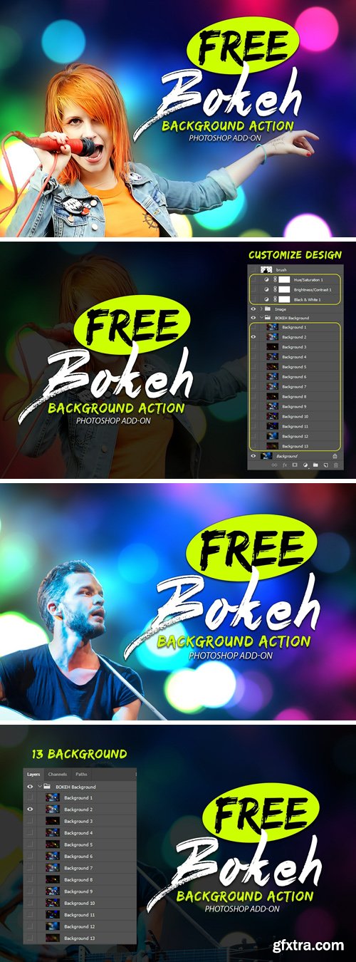 13 Bokeh Background Photoshop Action