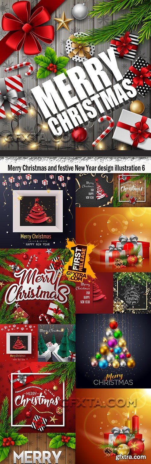 Merry Christmas and festive New Year design illustration 6