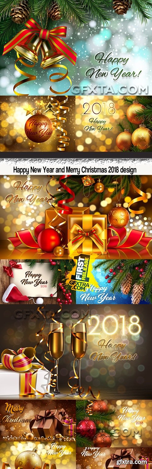 Happy New Year and Merry Christmas 2018 design