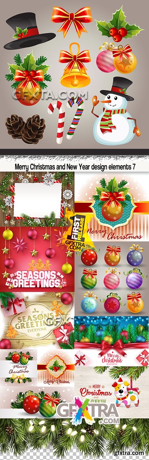 Merry Christmas and New Year design elements 7