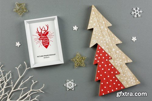 Christmas White Picture Frame Mockup