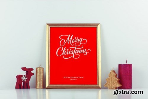 Christmas Gold Picture Frame Mockup