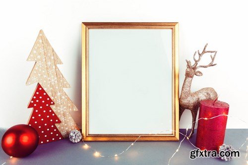 Christmas Gold Picture Frame Mockup